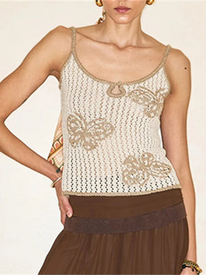 VILZSTUDIOS Handmade Metallic Yarn Knit Tank Top