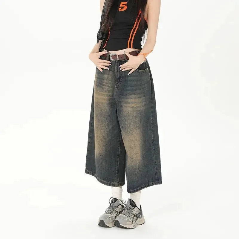VILZSTUDIOS Dark Washed High Waisted Jorts