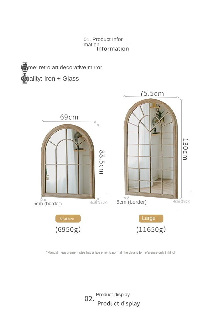 VILZSTUDIOS Huohan retro fake window decoration French wall-mounted mirror floor-to-ceiling fitting entrance living room fireplace mirror B