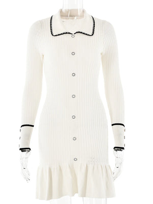VILZSTUDIOS Elegant Knitted Button Down Dress