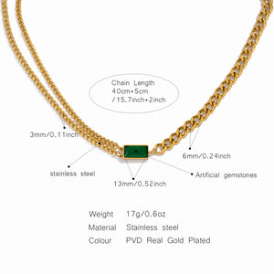 VILZSTUDIOS Classic Emerald Asymmetric Chain Necklace