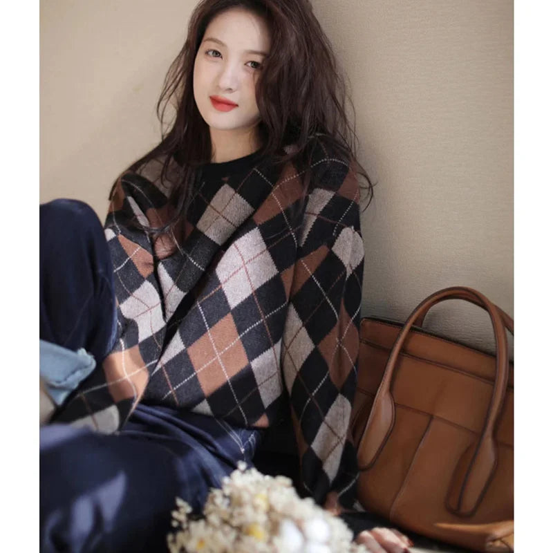 VILZSTUDIOS Rhombus Pattern Knitwear Sweater