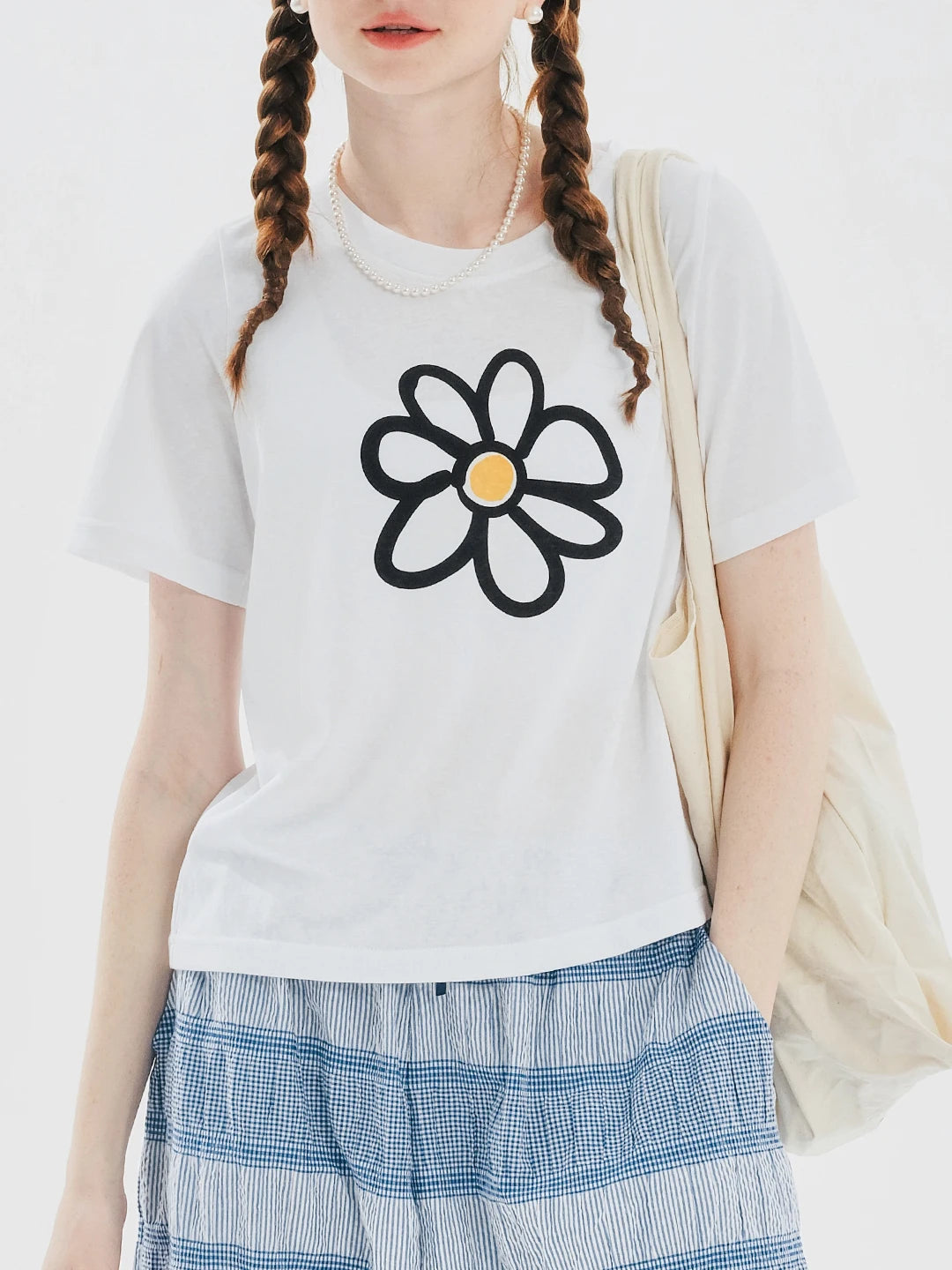 VILZSTUDIOS White Floral Summer T-Shirt