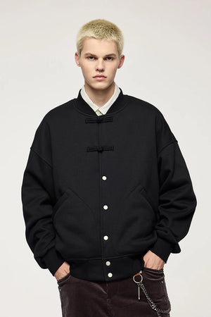 VILZSTUDIOS Chinese Style Premium Fleece Baseball Shirt