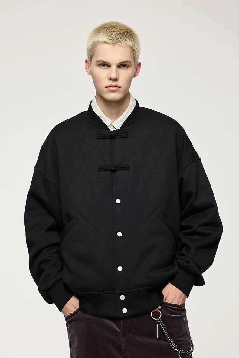 VILZSTUDIOS Chinese Style Premium Fleece Baseball Shirt
