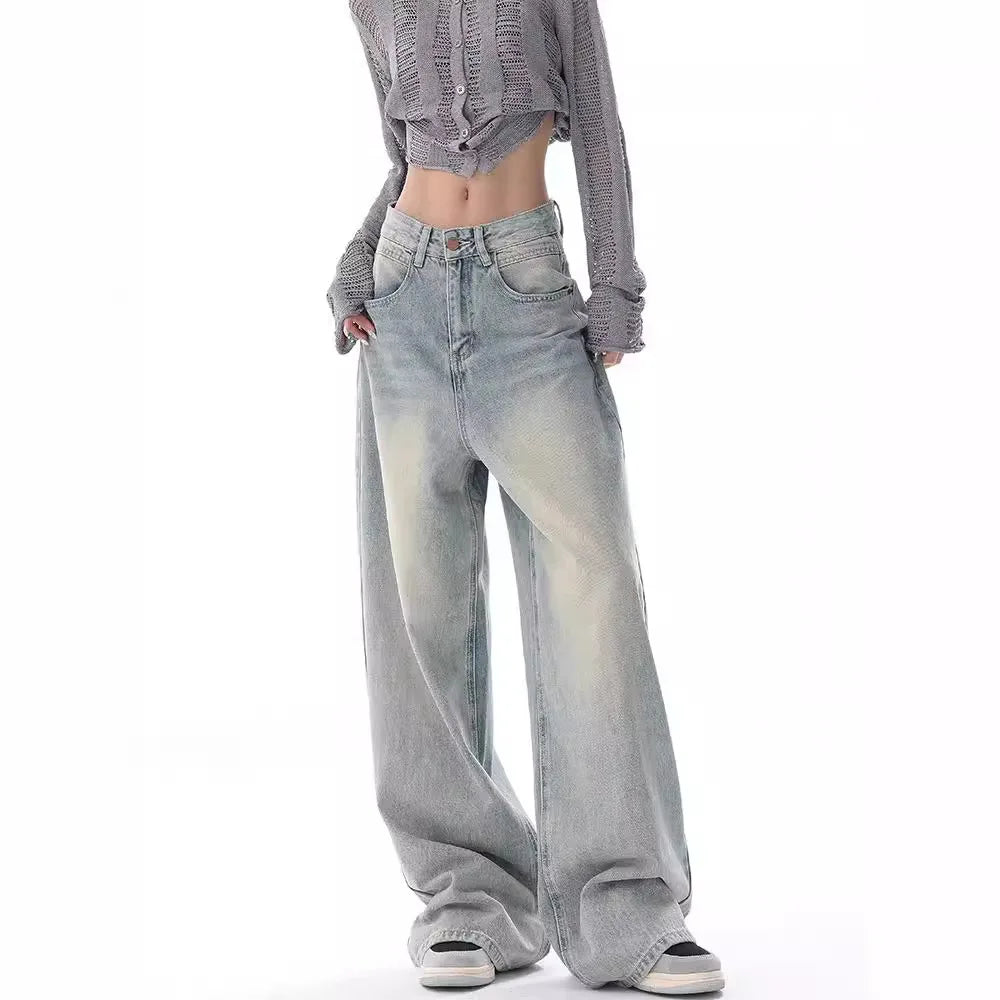 VILZSTUDIOS Vintage Distressed Wide Leg Jeans