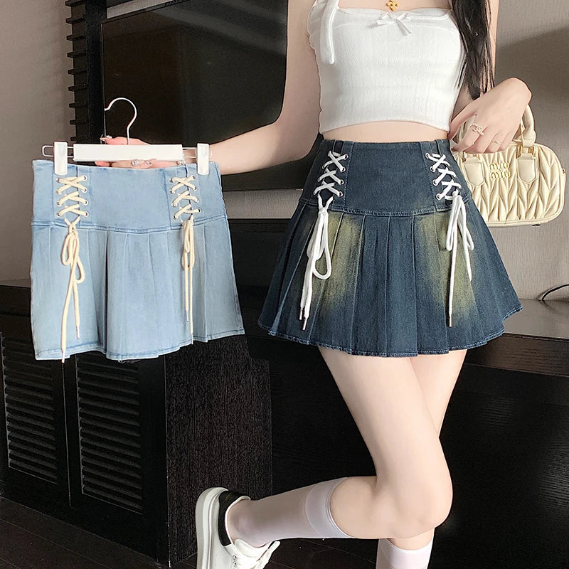 VILZSTUDIOS Vintage Pleated Denim Skirt
