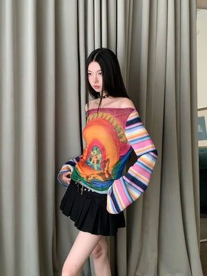 VILZSTUDIOS Funny Halloween Off-Shoulder Top