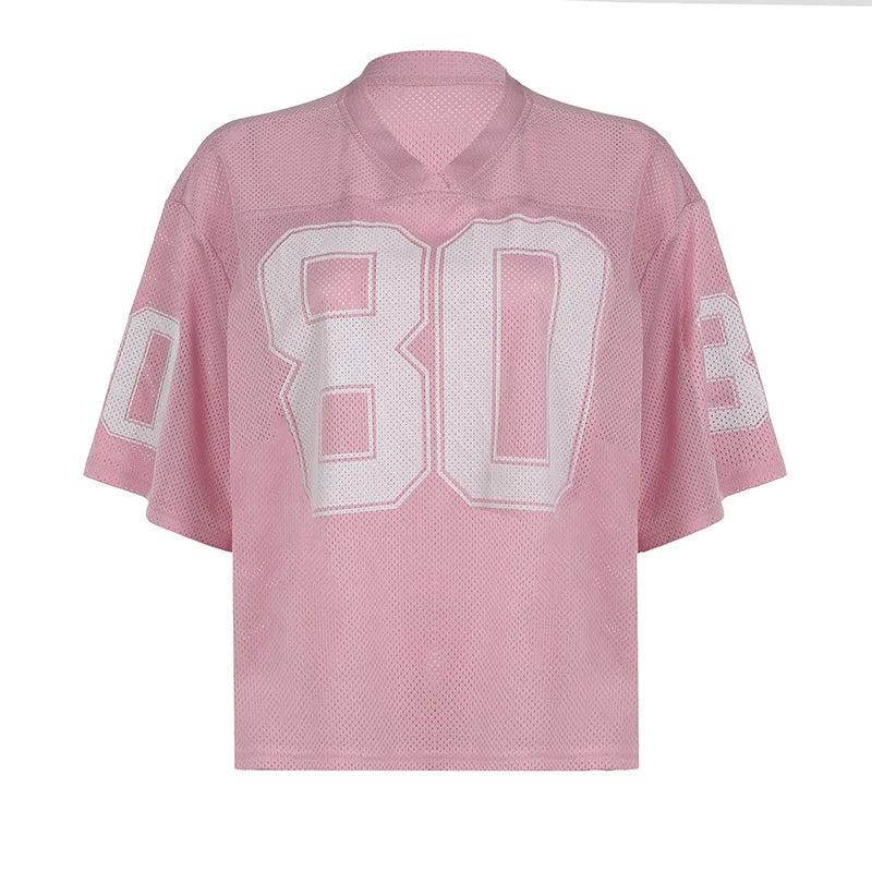 VILZSTUDIOS Stylish Number Print V-Neck Football T-Shirt