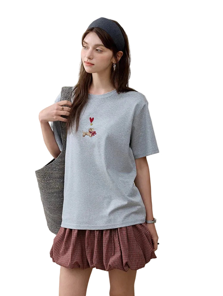 VILZSTUDIOS Basic Dog Embroidery T-Shirt