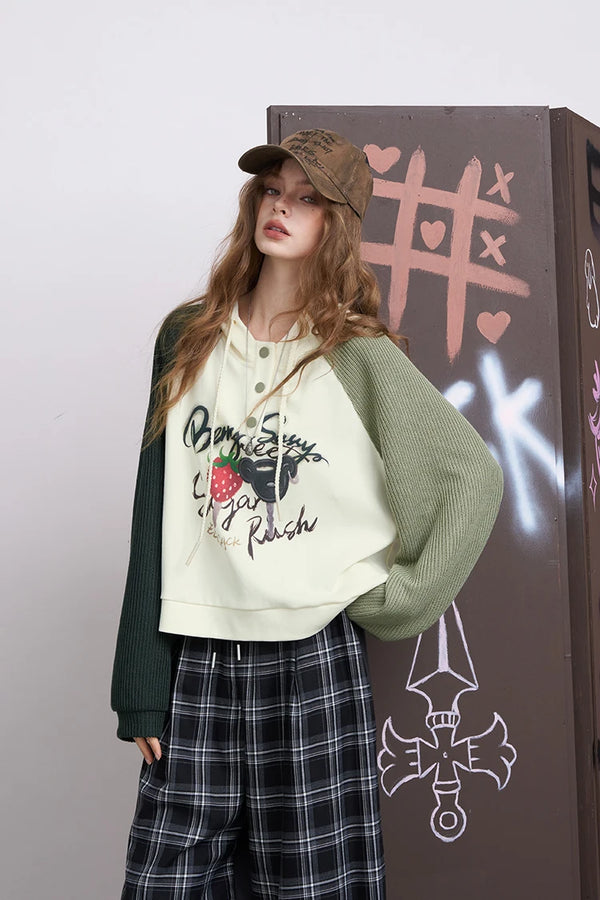 Sweet Strawberry Print Hoodie