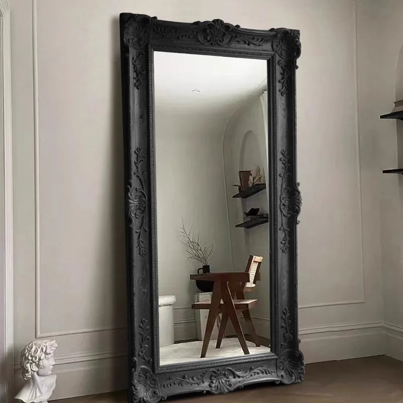 VILZSTUDIOS French Vintage Furniture Full-Length Wooden Frame Mirror Hotel Artistic Decorative Mirror Wedding Dress Store Dressing Mirror