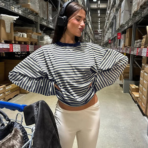 VILZSTUDIOS Loose Striped Long Sleeve Top