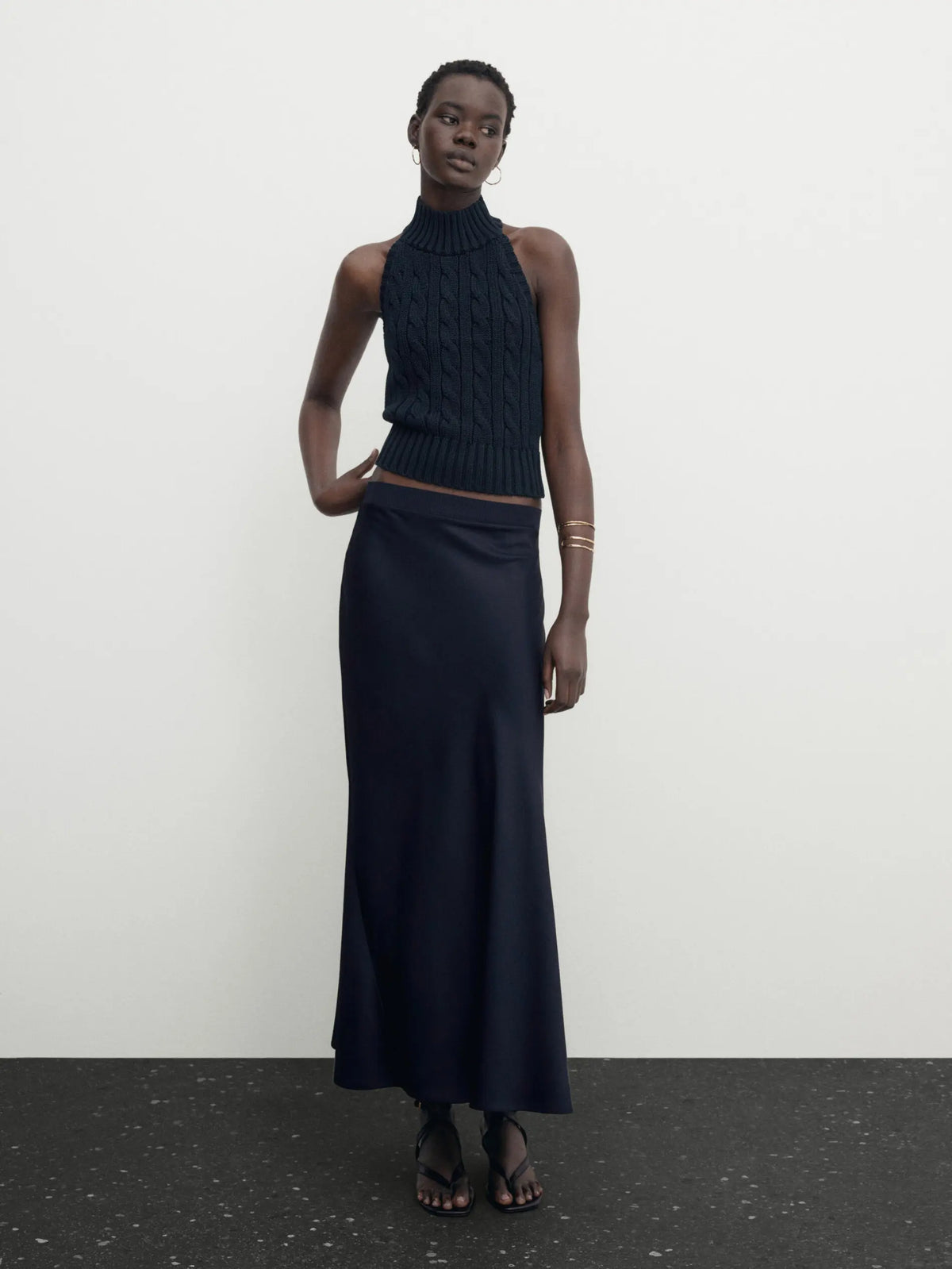 VILZSTUDIOS Navy Knitted Cotton Rib Vest