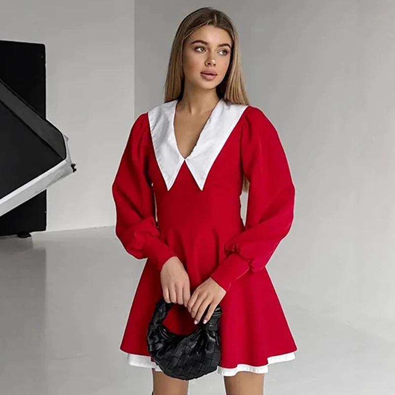 VILZSTUDIOS Elegant French Doll Collar Mini Dress