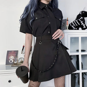 VILZSTUDIOS Gothic Punk Black High Waist Mini