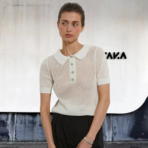 VILZSTUDIOS Casual Knitted Hollow T-Shirt