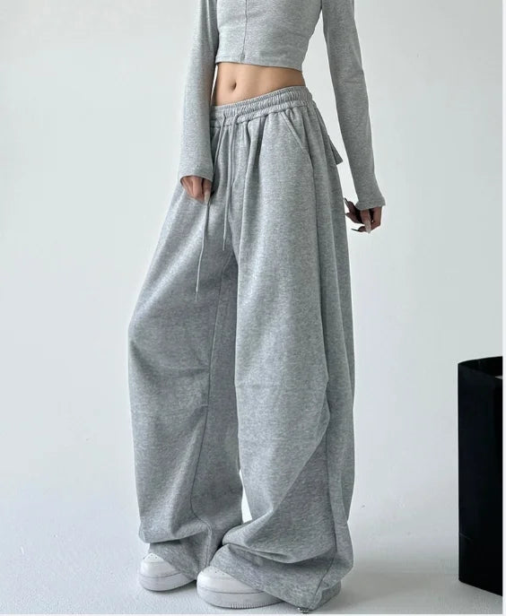 VILZSTUDIOS Gray Wide Leg Drawstring Pants