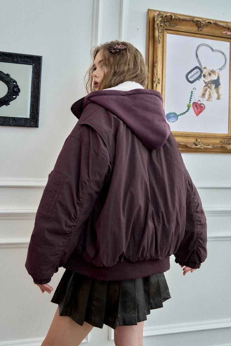 VILZSTUDIOS Retro Purple Fur Lapel Jacket