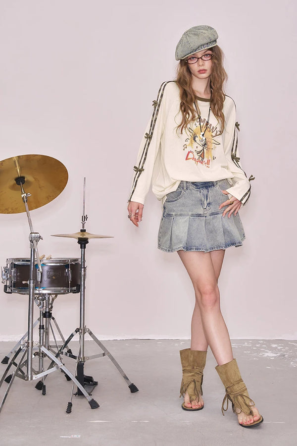 Oversized Long Bow Sleeve Top