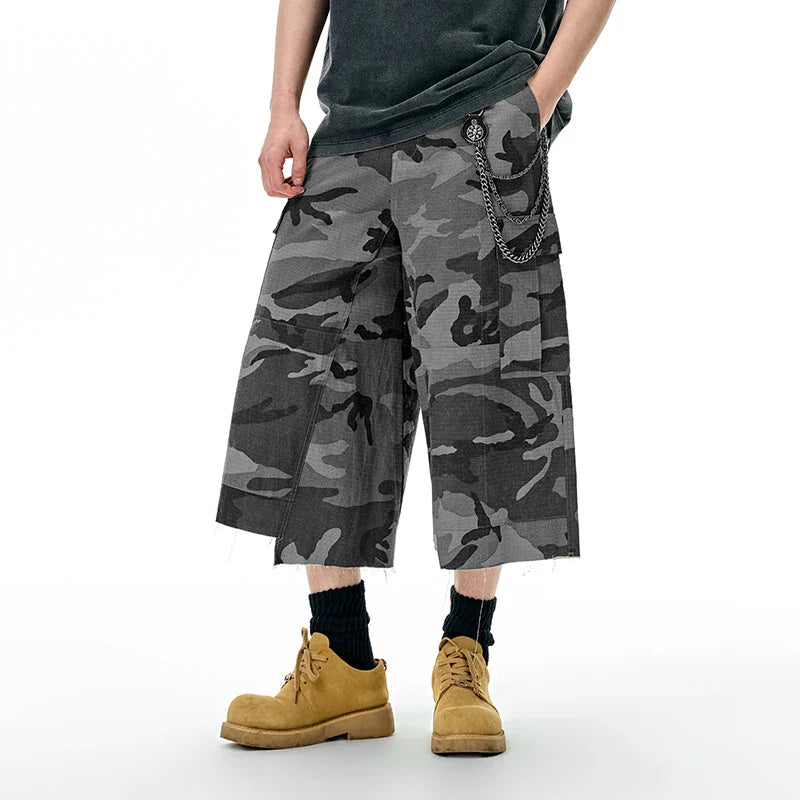 VILZSTUDIOS Trendy Plaid Camo Cargo Jorts