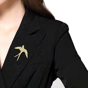 VILZSTUDIOS Geometric Stainless Steel Swallow Brooch