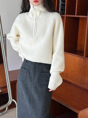 VILZSTUDIOS Turtleneck Semi-Zipper Knitwear Sweater