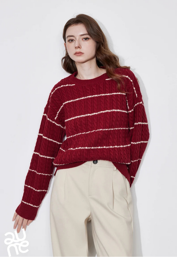 Contrasting Color Striped Cashmere Sweater