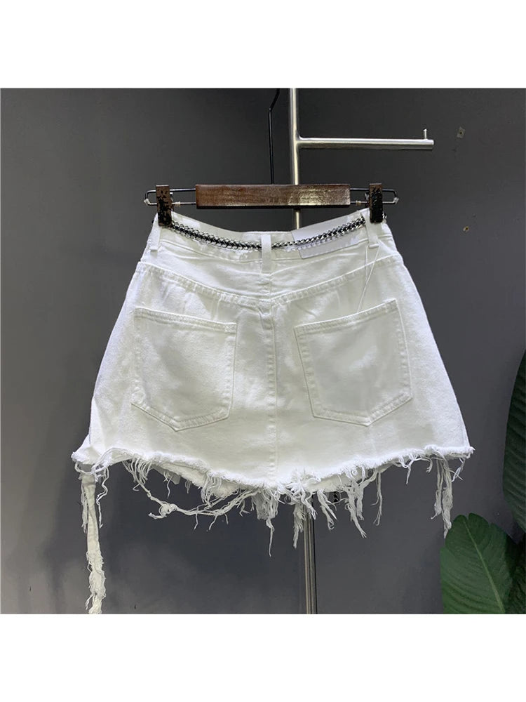 VILZSTUDIOS Vintage White Denim Mini Skirt