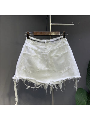 VILZSTUDIOS Vintage White Denim A-Line Skirt