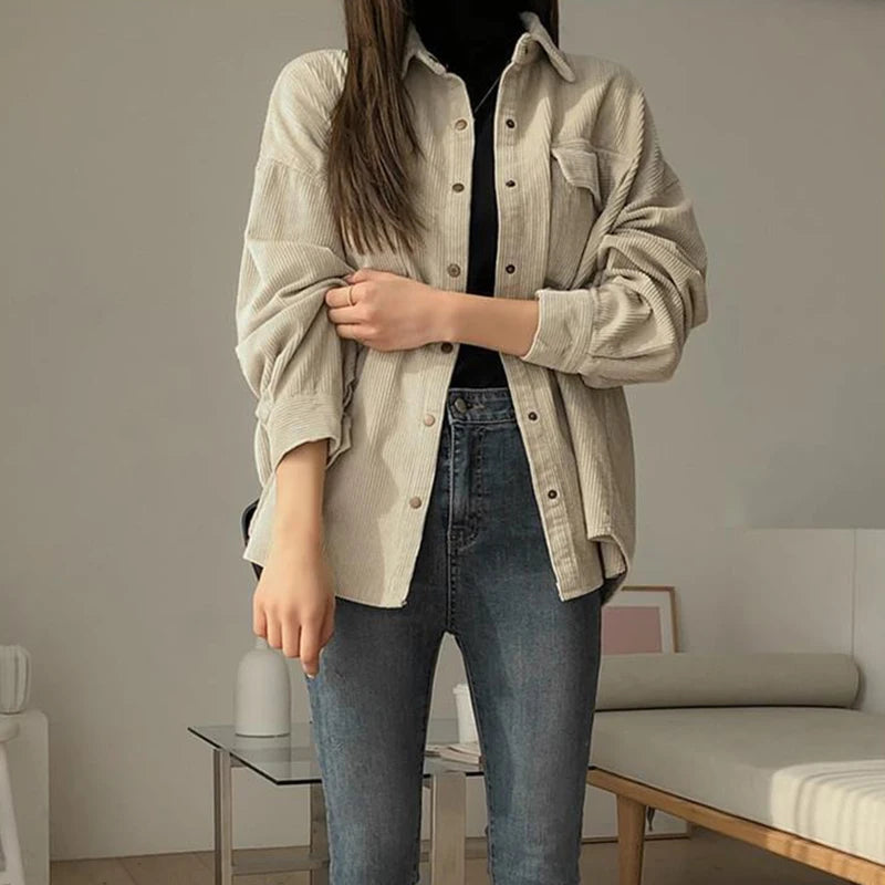 VILZSTUDIOS Cozy Corduroy Loose Fit Shirt