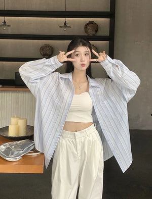 VILZSTUDIOS Wild Oversized Striped Shirt