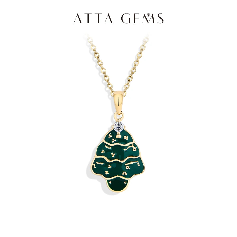 VILZSTUDIOS 925 Sterling Silver Moissanite Christmas Tree Necklace