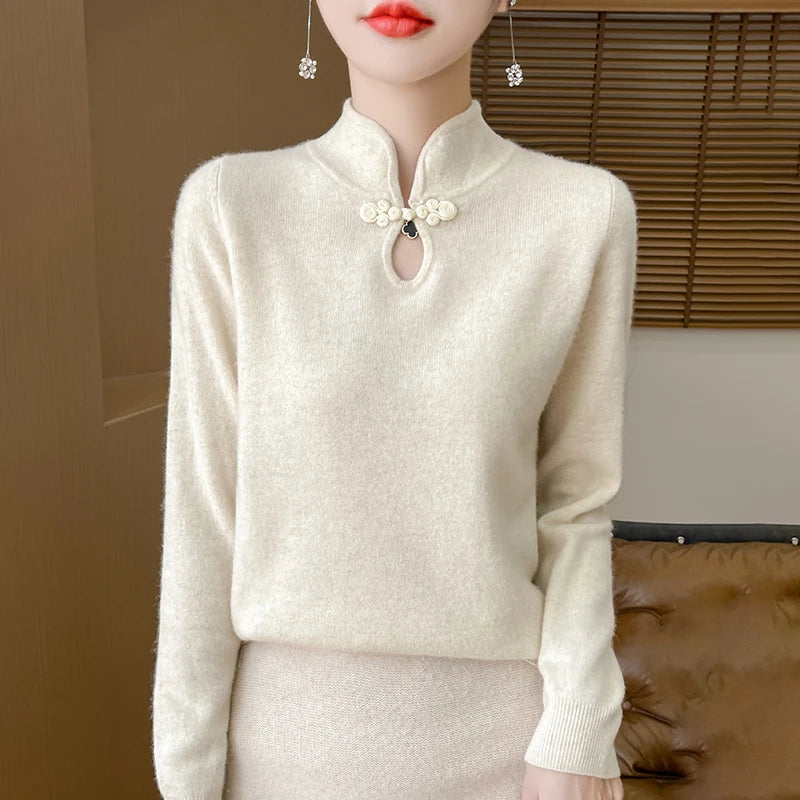 VILZSTUDIOS Elegant Chinese Style Woolen Sweater
