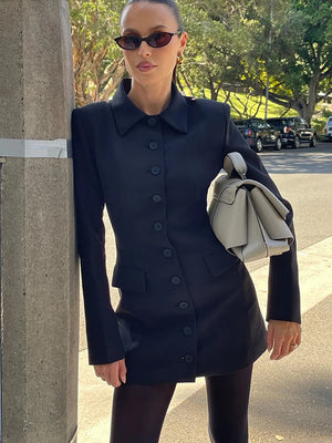 VILZSTUDIOS Elegant Button Down Blazer Dress Womens