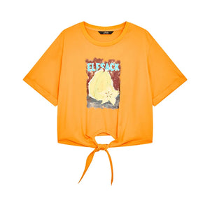 VILZSTUDIOS Fruit Printed Lace-Up Casual T-Shirt
