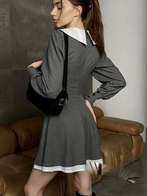 VILZSTUDIOS Elegant French Doll Collar Mini Dress