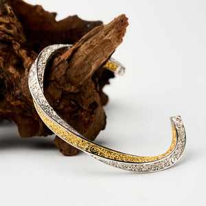 VILZSTUDIOS Golden Flower Vintage Sterling Silver Bangle