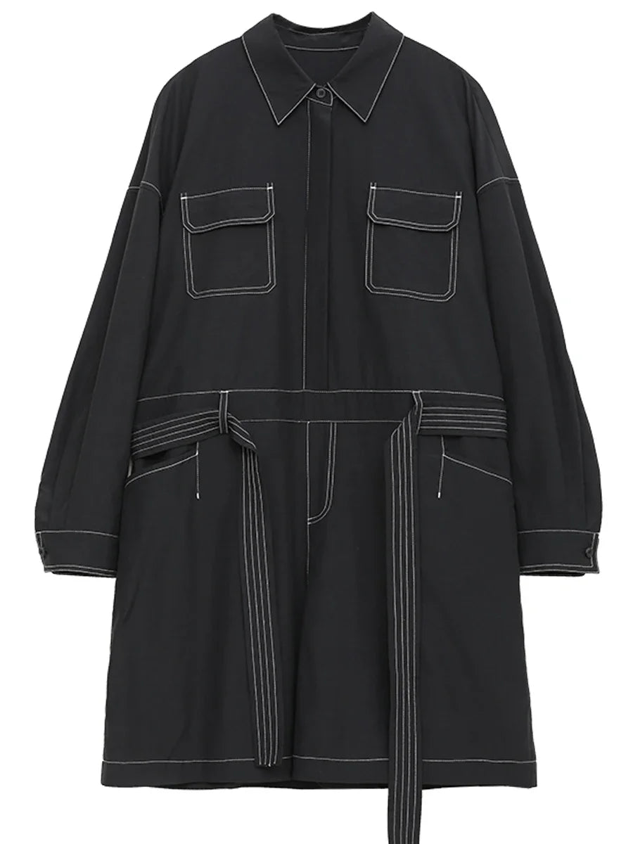 VILZSTUDIOS Black Stitch Casual Jumpsuit