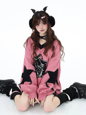 VILZSTUDIOS Gothic Oversized Spider Web Sweater