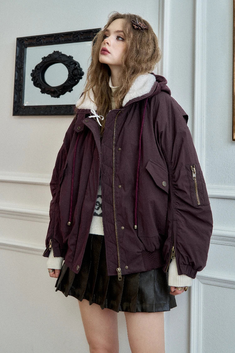 VILZSTUDIOS Retro Purple Fur Lapel Jacket