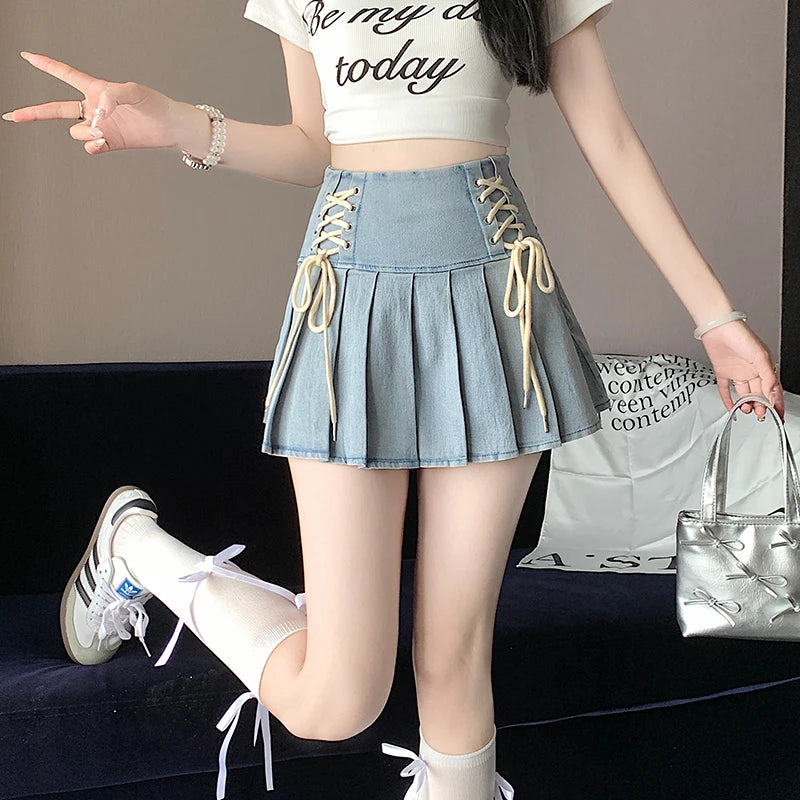 VILZSTUDIOS Light Blue Vintage A-Line Denim Skirt