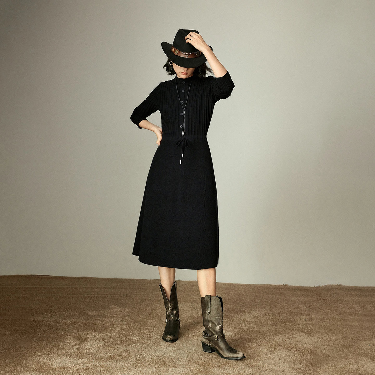 VILZSTUDIOS Ribbed Slim Midi Dress