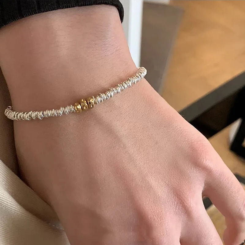 VILZSTUDIOS Geometric Beads Adjustable Gold Color Bracelet