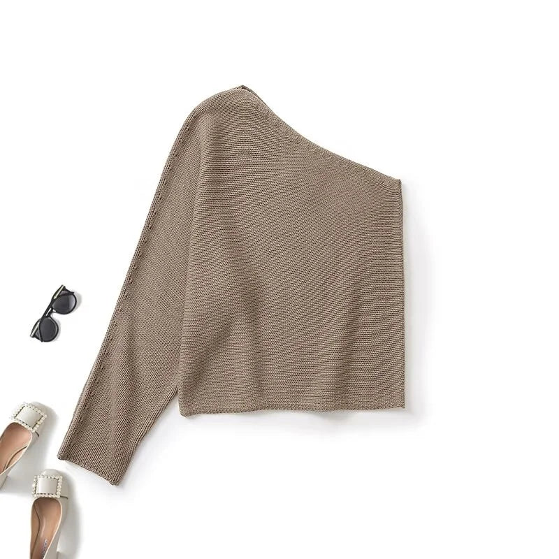 VILZSTUDIOS Asymmetrical Knitted One Shoulder Sweater