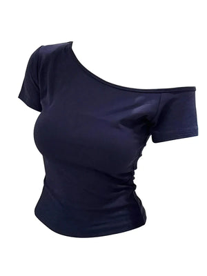 VILZSTUDIOS Slim Fit Ribbed Cotton Off-Shoulder Crop Top