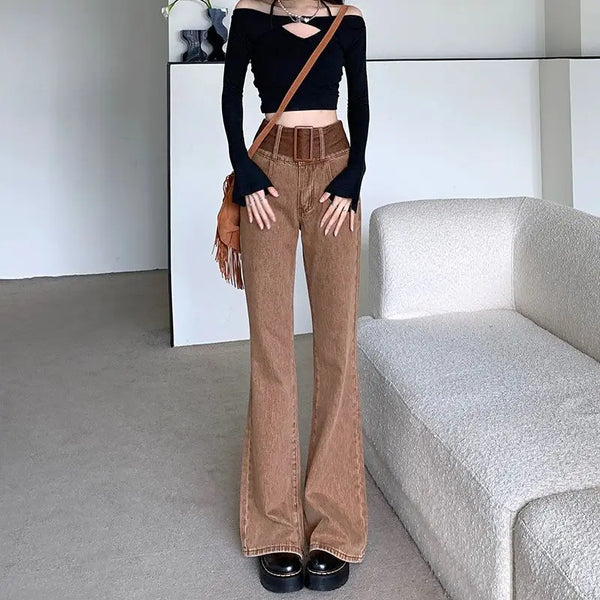 Vintage High Waist Flare Denim Pants