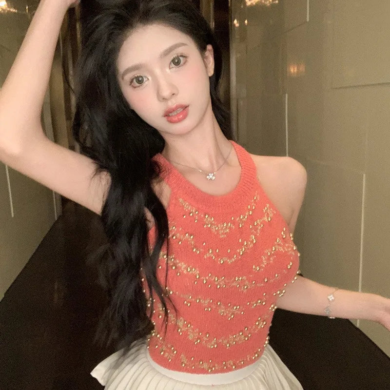 VILZSTUDIOS French Style Cropped Diamonds Tank Top