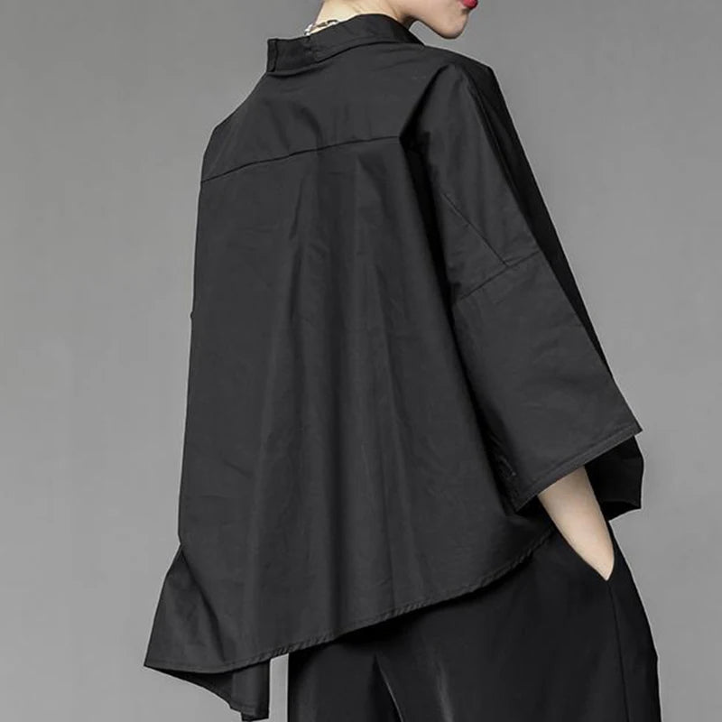 VILZSTUDIOS Chic Gothic Chiffon Black Shirt