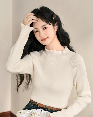 VILZSTUDIOS Apricot Crochet Round Neck Sweater